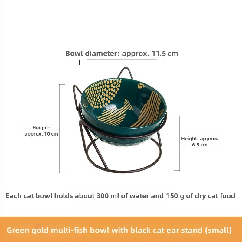 Keramiskā dubultā bļoda mājdzīvniekiem ar fiksētu slīpumu, lai novērstu apgāšanos, ēšanai un ūdenim kaķiem un suņiem