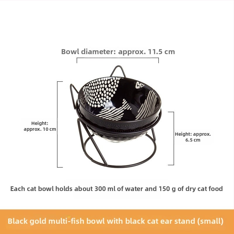 Keramiskā dubultā bļoda mājdzīvniekiem ar fiksētu slīpumu, lai novērstu apgāšanos, ēšanai un ūdenim kaķiem un suņiem