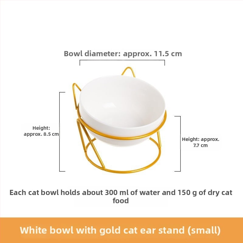 Keramiskā dubultā bļoda mājdzīvniekiem ar fiksētu slīpumu, lai novērstu apgāšanos, ēšanai un ūdenim kaķiem un suņiem