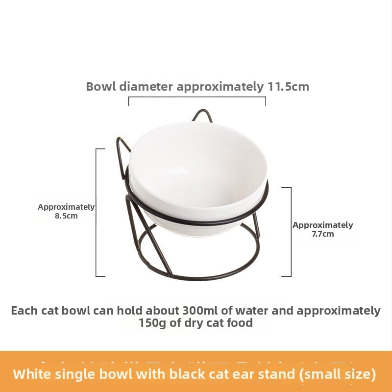 Keramiskā dubultā bļoda mājdzīvniekiem ar fiksētu slīpumu, lai novērstu apgāšanos, ēšanai un ūdenim kaķiem un suņiem