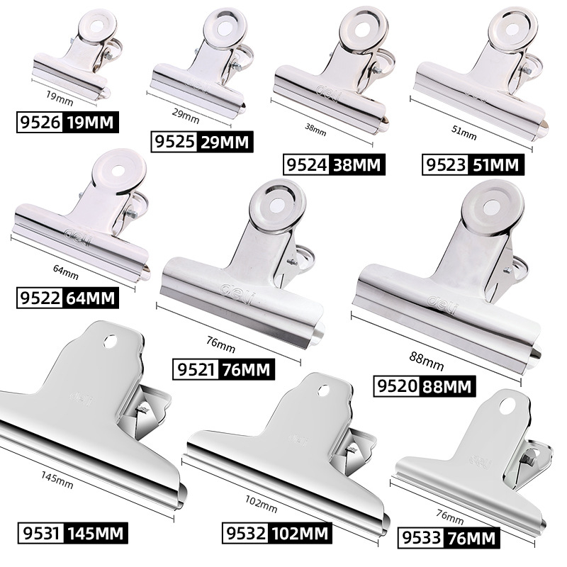 Deli nerūsējošā tērauda lielā skava dokumentiem (Zīmols: Deli; Materiāls: nerūsējošais tērauds; Produkta veids: lielā skava dokumentiem)