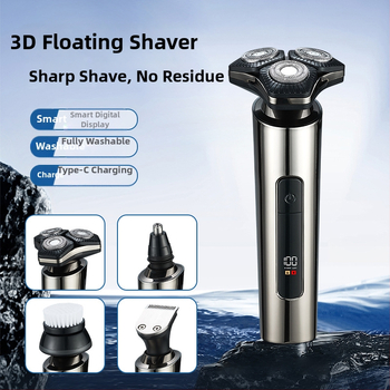 Elektrinis skutimosi prietaisas – pasukama 3 dantų galva, drėgnas ir sausas skutimas, visiškai plaunamas, įmontuota baterija 1000–1200 mAh, veikimo laikas iki 90 min, įkrovimo laikas 2 val., LED ekranas