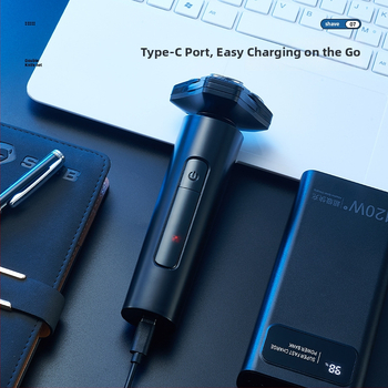 Elektrinis skutimosi prietaisas – pasukama 3 dantų galva, drėgnas ir sausas skutimas, visiškai plaunamas, įmontuota baterija 1000–1200 mAh, veikimo laikas iki 90 min, įkrovimo laikas 2 val., LED ekranas