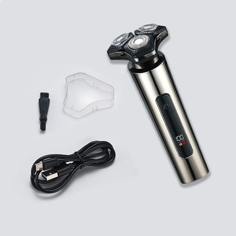 Elektrinis skutimosi prietaisas – pasukama 3 dantų galva, drėgnas ir sausas skutimas, visiškai plaunamas, įmontuota baterija 1000–1200 mAh, veikimo laikas iki 90 min, įkrovimo laikas 2 val., LED ekranas