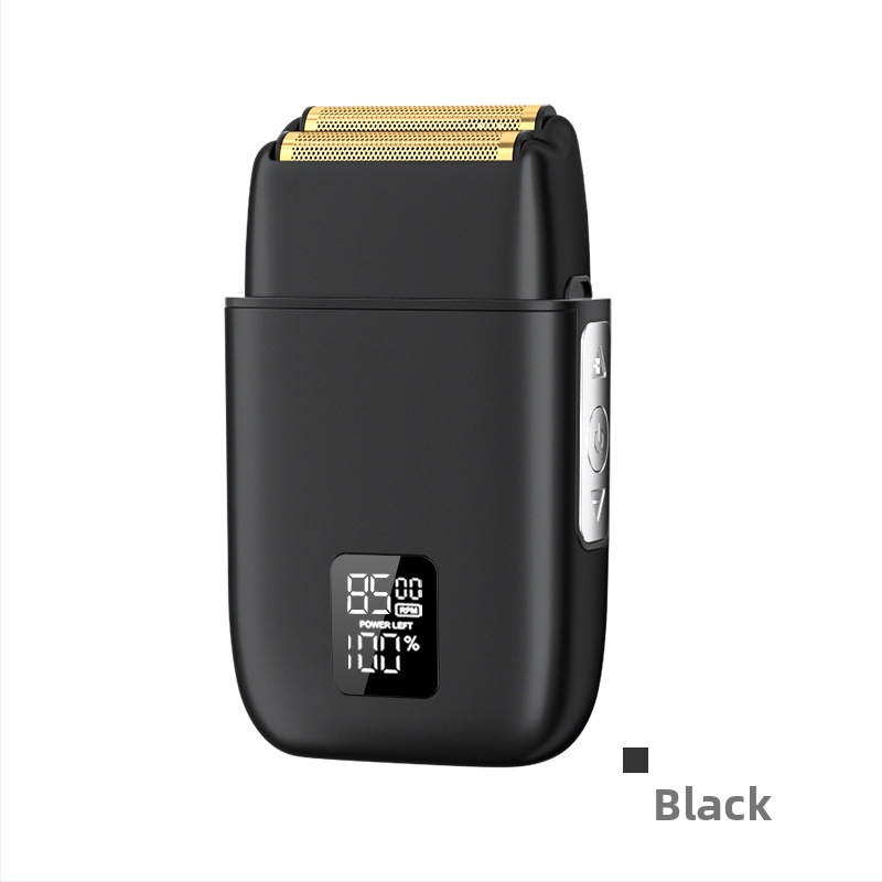 Elektrinė skustuvas mašinėlė su dviejų galvų reciprokiniu judesiu, LED ekranas, aliuminio lydinio korpusas, įmontuota 500–800 mAh baterija, pilnas kūno plovimas