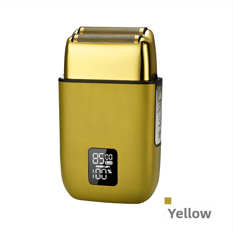 Elektrinė skustuvas mašinėlė su dviejų galvų reciprokiniu judesiu, LED ekranas, aliuminio lydinio korpusas, įmontuota 500–800 mAh baterija, pilnas kūno plovimas