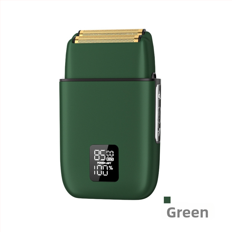 Elektrinė skustuvas mašinėlė su dviejų galvų reciprokiniu judesiu, LED ekranas, aliuminio lydinio korpusas, įmontuota 500–800 mAh baterija, pilnas kūno plovimas