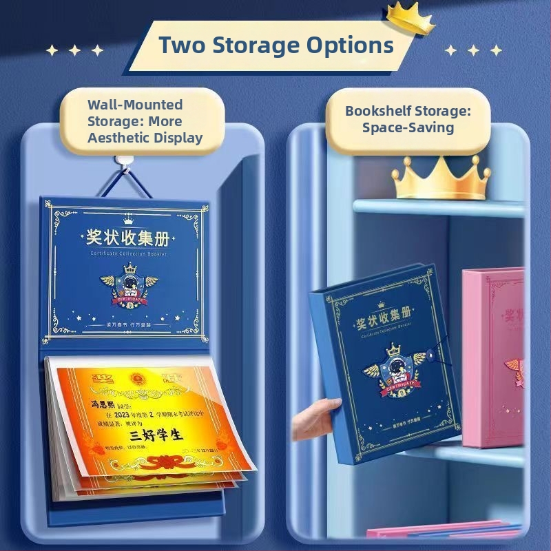 Sertifikātu kolekcijas grāmata ar sienas displeju, plastmasas uzglabāšanas mapīte, 40 lapas, biezums 0,04 mm.