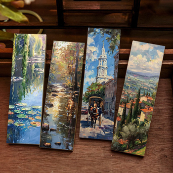 Grāmatzīme ar eļļas gleznu ainavām, DIY dekors, Small Ink, papīrs, 65 g, senatnīgs roku darbs