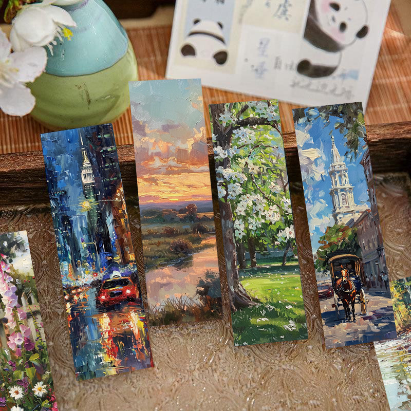 Grāmatzīme ar eļļas gleznu ainavām, DIY dekors, Small Ink, papīrs, 65 g, senatnīgs roku darbs