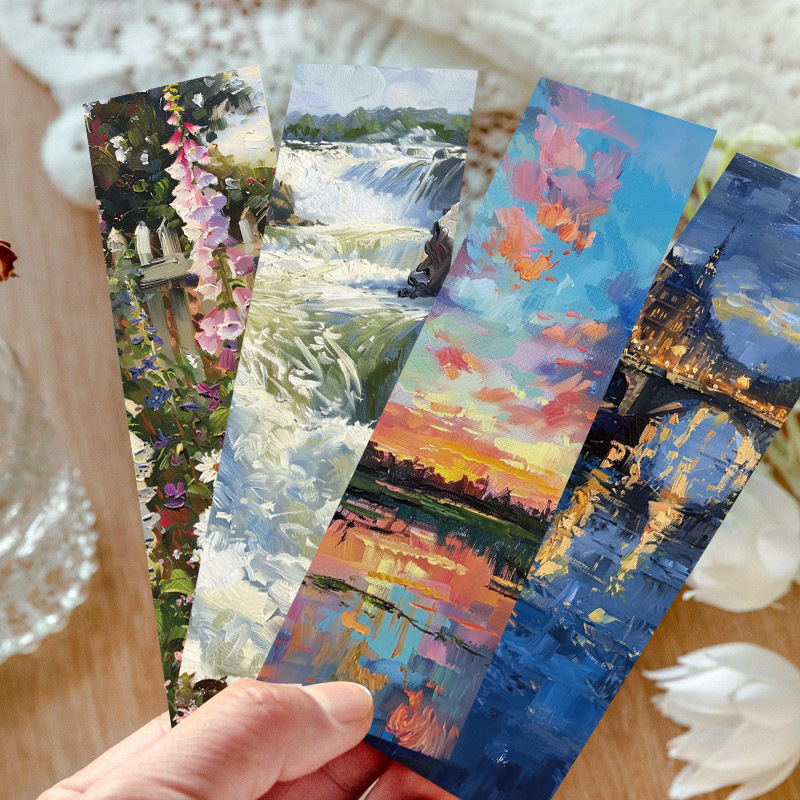 Grāmatzīme ar eļļas gleznu ainavām, DIY dekors, Small Ink, papīrs, 65 g, senatnīgs roku darbs