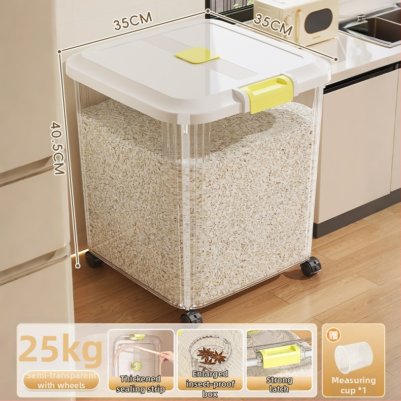 Ryžių laikymo dėžė, PP plastikas, 8–9 L talpa, sandari prieš drėgmę ir kenkėjus, tinkama laikyti ryžius, makaronus ir kruopas