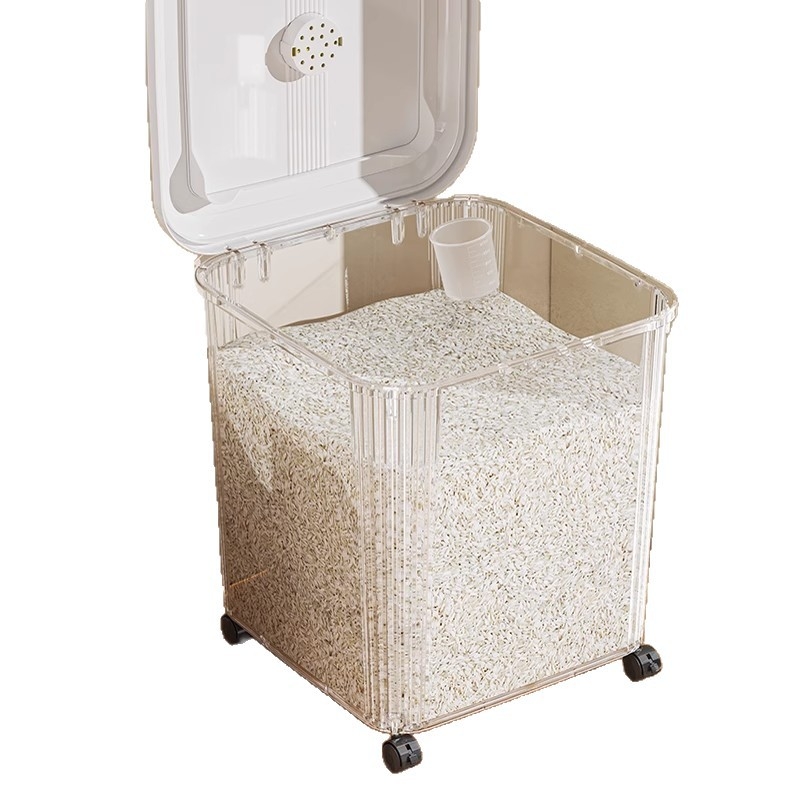 Ryžių laikymo dėžė, PP plastikas, 8–9 L talpa, sandari prieš drėgmę ir kenkėjus, tinkama laikyti ryžius, makaronus ir kruopas