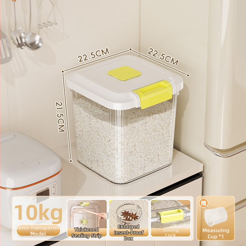 Ryžių laikymo dėžė, PP plastikas, 8–9 L talpa, sandari prieš drėgmę ir kenkėjus, tinkama laikyti ryžius, makaronus ir kruopas