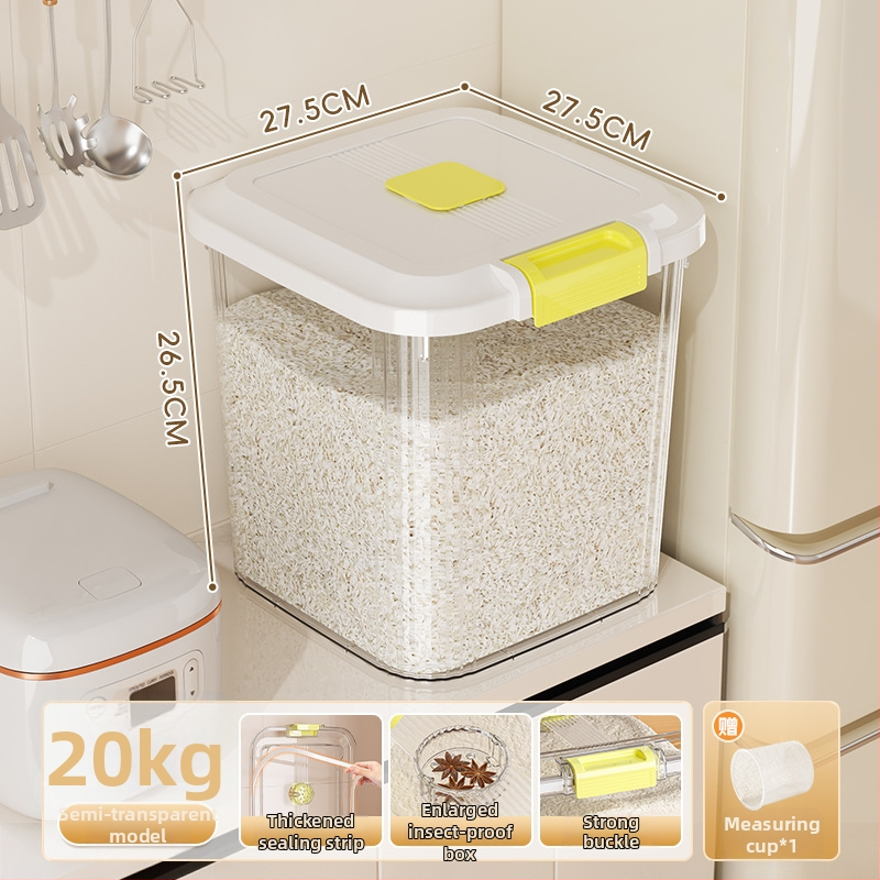 Ryžių laikymo dėžė, PP plastikas, 8–9 L talpa, sandari prieš drėgmę ir kenkėjus, tinkama laikyti ryžius, makaronus ir kruopas