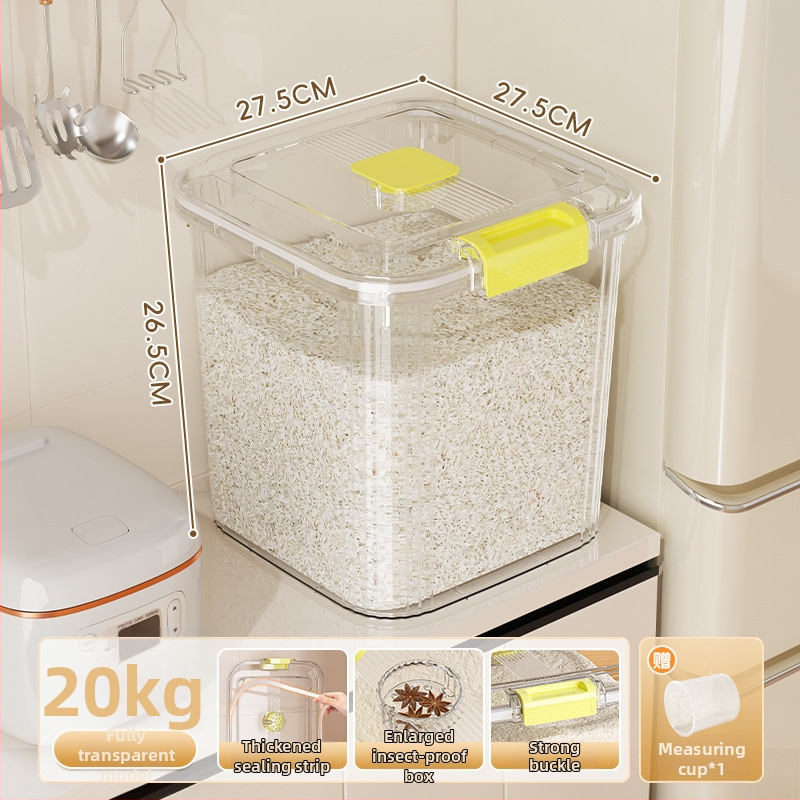 Ryžių laikymo dėžė, PP plastikas, 8–9 L talpa, sandari prieš drėgmę ir kenkėjus, tinkama laikyti ryžius, makaronus ir kruopas