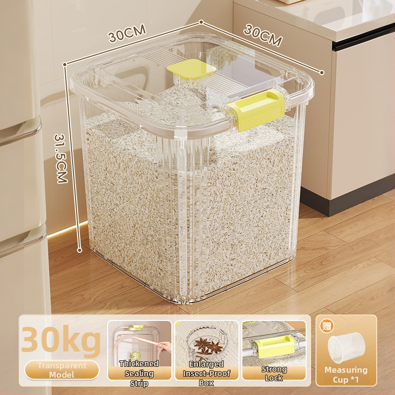 Ryžių laikymo dėžė, PP plastikas, 8–9 L talpa, sandari prieš drėgmę ir kenkėjus, tinkama laikyti ryžius, makaronus ir kruopas