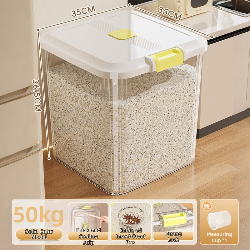 Ryžių laikymo dėžė, PP plastikas, 8–9 L talpa, sandari prieš drėgmę ir kenkėjus, tinkama laikyti ryžius, makaronus ir kruopas