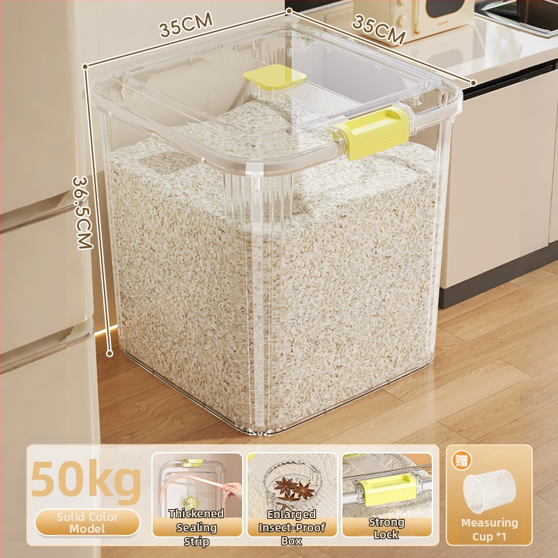 Ryžių laikymo dėžė, PP plastikas, 8–9 L talpa, sandari prieš drėgmę ir kenkėjus, tinkama laikyti ryžius, makaronus ir kruopas