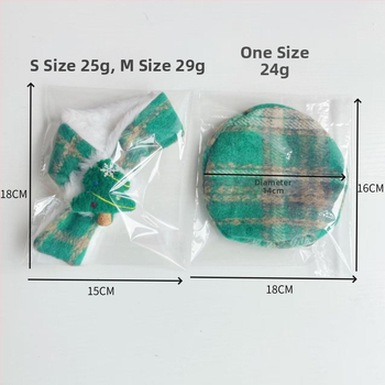 Kalėdinis komplektas naminiams gyvūnams: katės šalikėlis ir beretė su languotu raštu, cartoon motyvas, poliesteris, rankų darbo, universalus tinkamumas visiems gyvūnams, aksesuarai šalikui ir kepurei