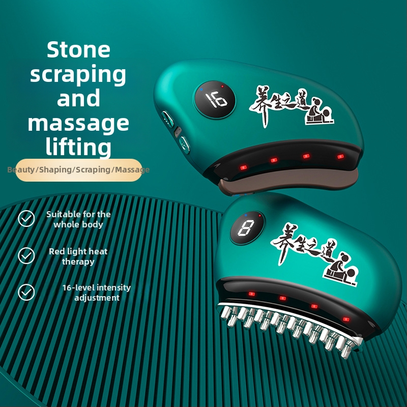 Elektriskā gua sha sejas ierīce ar temperatūras kontroli 30–50°C, modelis JZ-165, USB barošana, ABS korpuss