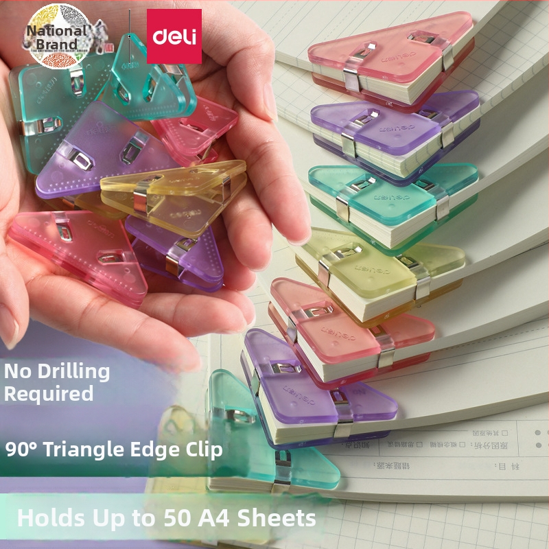 Kampinis spaustukas QJ8530 – trikampis klips dokumentams, plastikas, Deli