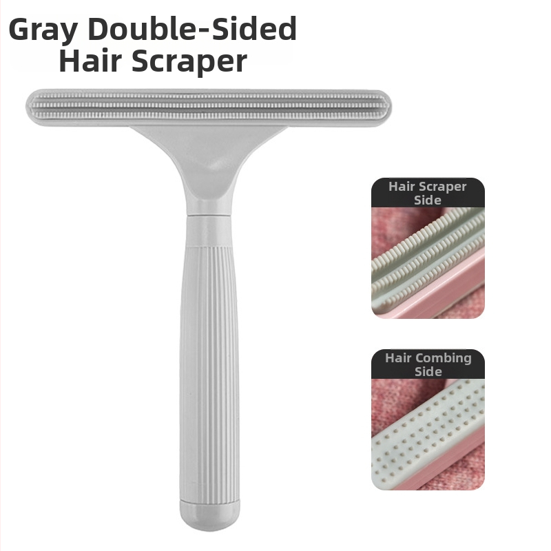 Augintinių plaukų šalinimo įrankis (dvipusis, rankinis, išlenkta šukė, ABS+TPR) ilgaplaukėms katėms