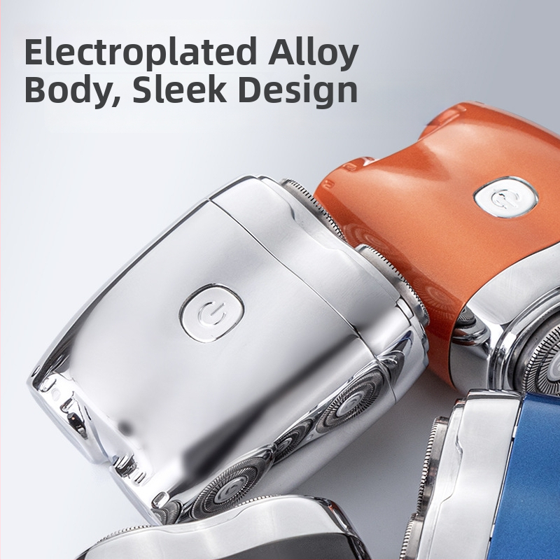 Elektrický holiaci strojček s rotujúcou hlavou, dve hlavice, plávajúca hlava, umývateľný na celé telo, vstavaná batéria 500–800 mAh, výdrž až 80 minút
