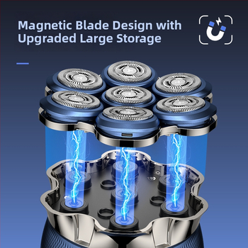 Mini elektrinis skustuvas vyrams su LED rodmeniu, plūduriuojanti suktuvo galvutė, daugiagalė (>4 dantų) galvutė, atsparus vandeniui visam kūnui plauti, įmontuota 1200–2000 mAh baterija