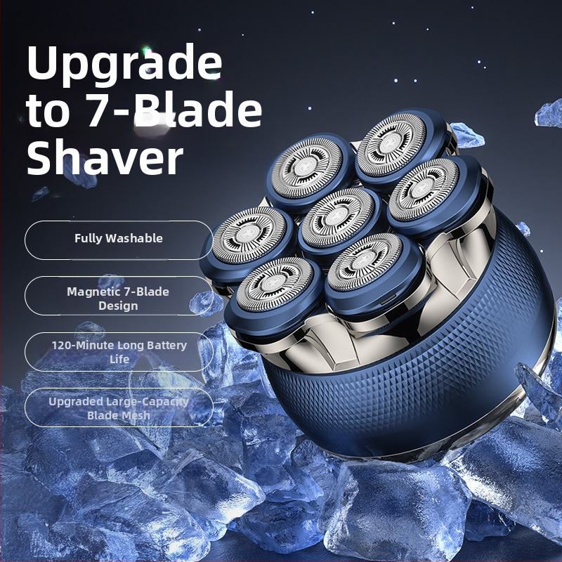 Mini elektrinis skustuvas vyrams su LED rodmeniu, plūduriuojanti suktuvo galvutė, daugiagalė (>4 dantų) galvutė, atsparus vandeniui visam kūnui plauti, įmontuota 1200–2000 mAh baterija