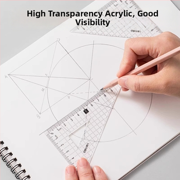 Deli štvorčlenný akrylový pravítok pre študentov, viacfunkčné kresliace pravítko, model 79514