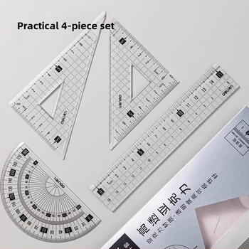 Deli štvorčlenný akrylový pravítok pre študentov, viacfunkčné kresliace pravítko, model 79514