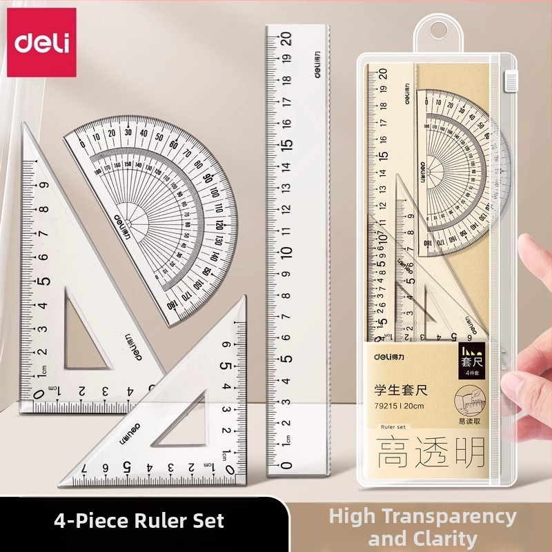 Deli štvorčlenný akrylový pravítok pre študentov, viacfunkčné kresliace pravítko, model 79514