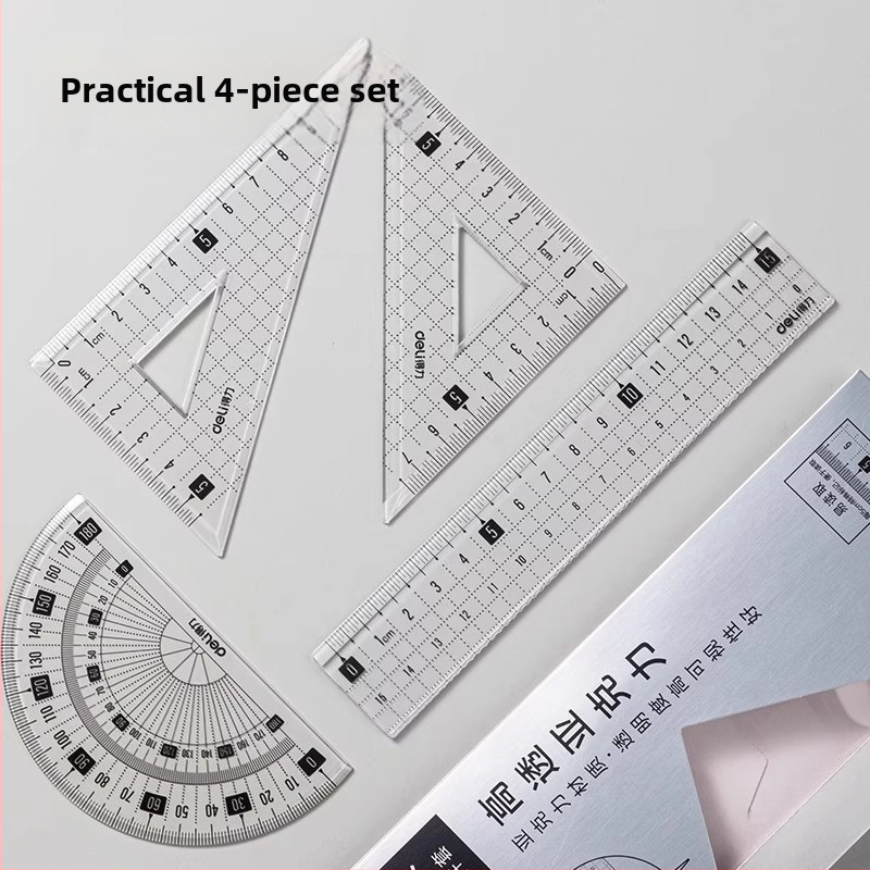 Deli štvorčlenný akrylový pravítok pre študentov, viacfunkčné kresliace pravítko, model 79514