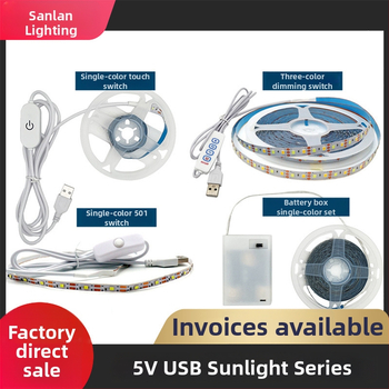 Lipni LED juostelė dekoratyviam apšvietimui – 5V USB maitinimas, 120 LED (2835 SMD), 120° spindulys, reguliuojamas ryškumas