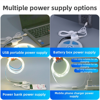 Lipni LED juostelė dekoratyviam apšvietimui – 5V USB maitinimas, 120 LED (2835 SMD), 120° spindulys, reguliuojamas ryškumas