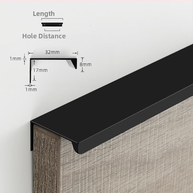 Spintų ir stalčių rankenėlė – aliuminio profilis, šiuolaikiškas minimalistinis stilius, oksiduota apdaila