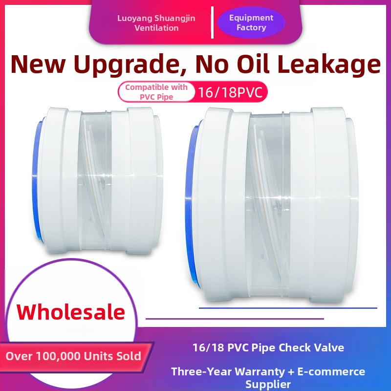 PVC cauruļu atpakaļ plūsmas vārsts virtuves ventilācijas sistēmai, modelis 160/180 PVC caurule vārsts, uzstādīšana tieši vai ar līmi, svars 358 g, zīmols Ninety Thousand Li