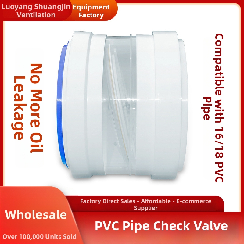 PVC cauruļu atpakaļ plūsmas vārsts virtuves ventilācijas sistēmai, modelis 160/180 PVC caurule vārsts, uzstādīšana tieši vai ar līmi, svars 358 g, zīmols Ninety Thousand Li