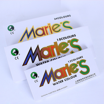 Marley akvarel set – objem 12 ml, balený v krabičke, na akvarelové maľovanie, výrobca Shanghai Marie's.