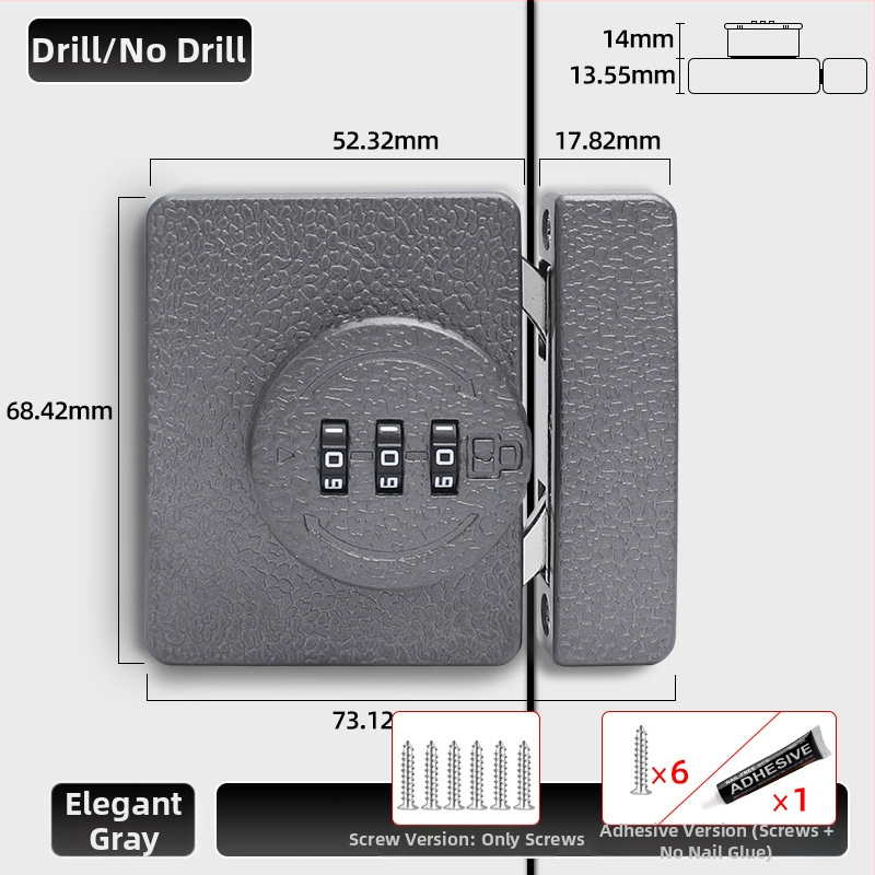Kappi ukse lukk ilma puurimis, 83-11 kombinatsioonilukk, tsinkisulam, bränd Jiadicheng, sobib kappide ustele ja sahtlitele