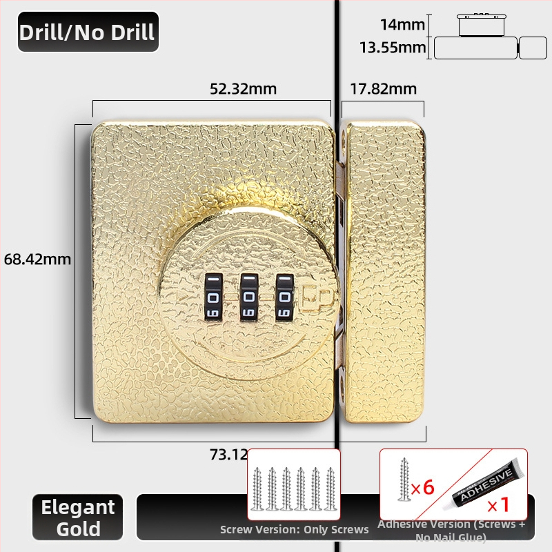 Kappi ukse lukk ilma puurimis, 83-11 kombinatsioonilukk, tsinkisulam, bränd Jiadicheng, sobib kappide ustele ja sahtlitele