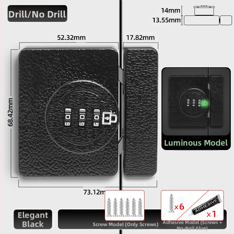 Kappi ukse lukk ilma puurimis, 83-11 kombinatsioonilukk, tsinkisulam, bränd Jiadicheng, sobib kappide ustele ja sahtlitele