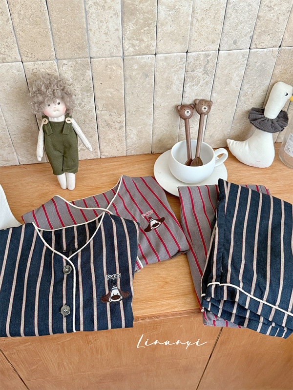 Детски есенен комплект за спане, 2025 г., 98% памук + 2% други влакна, Безопасност: Клас А, Унисекс домашно облекло, Корейски стил, Шарка: едноцветен, точки, леопардов принт