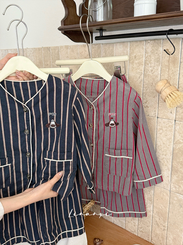 Детски есенен комплект за спане, 2025 г., 98% памук + 2% други влакна, Безопасност: Клас А, Унисекс домашно облекло, Корейски стил, Шарка: едноцветен, точки, леопардов принт