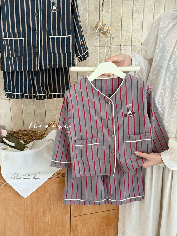 Детски есенен комплект за спане, 2025 г., 98% памук + 2% други влакна, Безопасност: Клас А, Унисекс домашно облекло, Корейски стил, Шарка: едноцветен, точки, леопардов принт