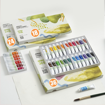 Marie’s akvarelinių dažų rinkinys – pigmentų pagrindu, 12 ml talpa, akvarelėms piešti