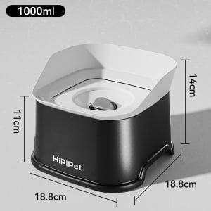 Plūduma suņa ūdens bļodiņa, plastmasa, ar anti-noplūdes atveri un mitrumu izturīgu dzirdināšanas ierīci, kakla aizsardzība