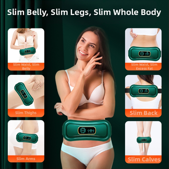 Pilvo masažuoklis su vibracija ir šiltojo kompresijos funkcija, USB maitinimas, mechaninis valdymas, 2-oji pavara, iki 4 masažo galvučių