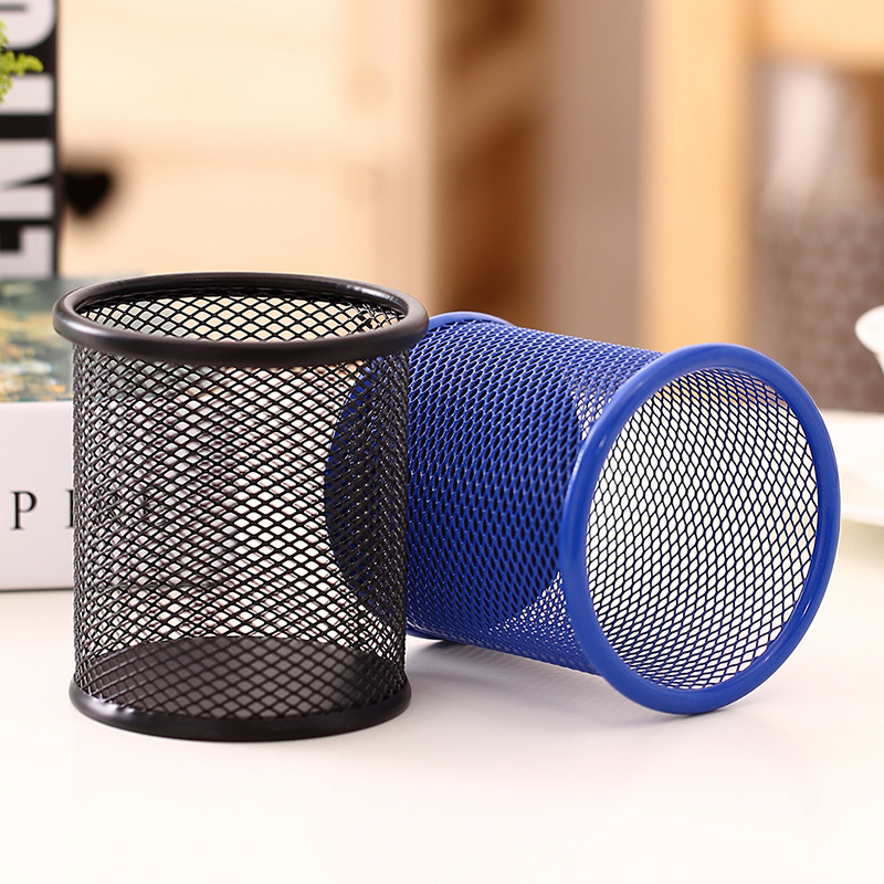 Deli 9172 Suport rotund din metal pentru pixuri cu plasă metalică